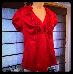 Heart and soul brand red silky blouse women's Med